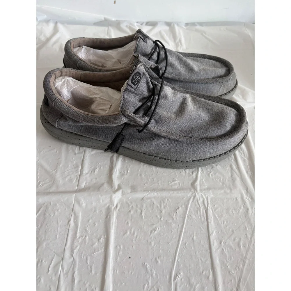 Hey Dude Wally Canvas Stretch Steel Grey Mens Slip On Loafers 40022-11S Size 13